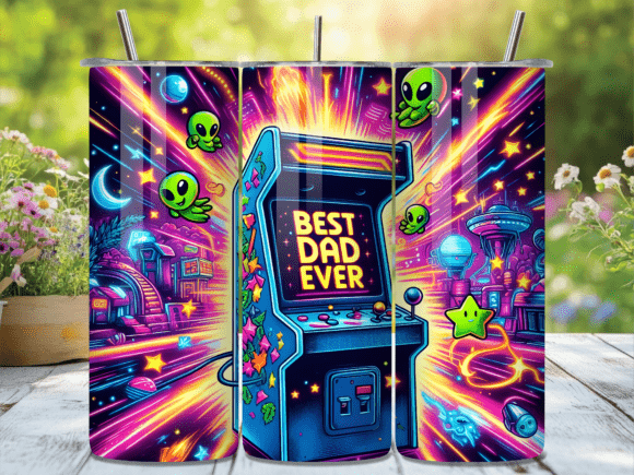 Arcade Game Best Dad Tumbler Wrap – A Fun Design for Personal or Small Business Use