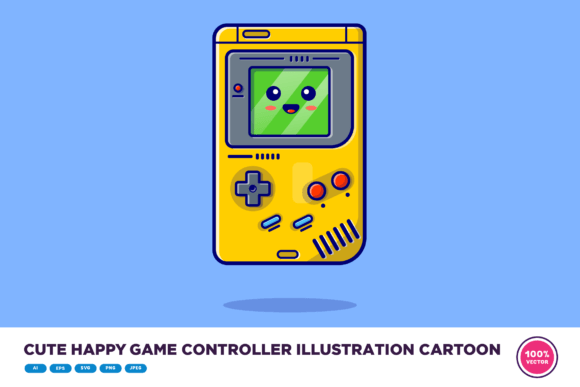 Cute Happy Game Controller Illustration for Creative Projects