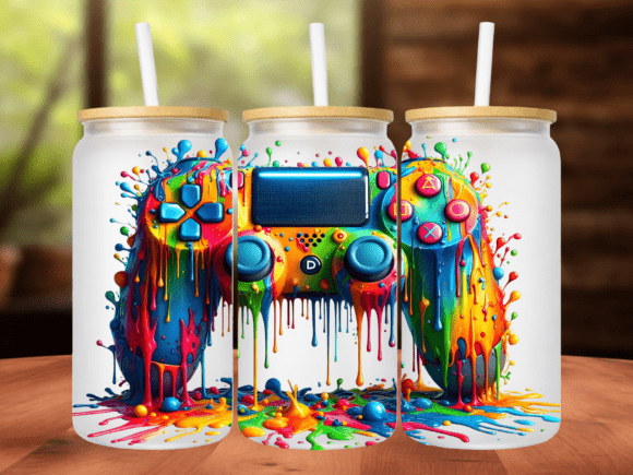Drip Paint Video Game Tumbler Wrap