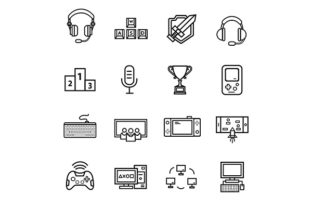 Esport Game Icon Set – Outline: A Versatile Design Resource for Modern Visual Storytelling