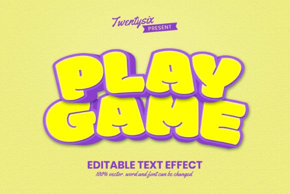 Play Game - 3D Text Effect Editable for Creative Designers