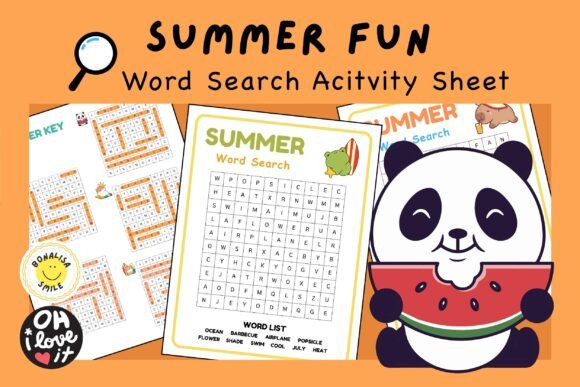 SUMMER Word Search Game Activity PDF